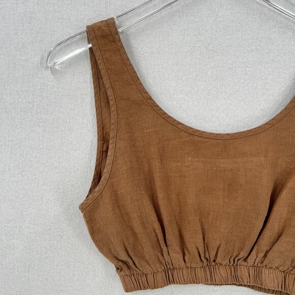 ENZA COSTA Linen Crop Tank Bra Top Womens XS Brown Layering Minimal Revolve NEW - Picture 6 of 13